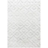 Teppich Hochflor Hoch-Tief Geometrisch Polypropylen Wohnzimmer Creme Rechteckig 160x230 | Kadima Design