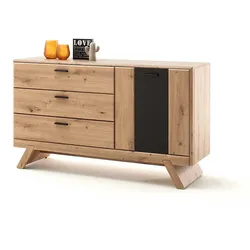 Große Kommode in Eiche Optik und Dunkelgrau modern