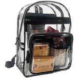 Enkrio Klarer Rucksack Transparenter Rucksack Wasserdicht See Through Rucksack Rucksack Klare Umhängetasche für Männer Frauen Schularbeitsreise - 11”L x 5.9”W x 16.5”H