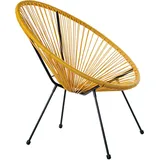 DRW Outdoorsessel aus Stahl und synthetischem Rattan PE in Senf, 80 x 71 x 83 cm, ESTANDAR