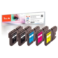 Peach Spar Pack Plus Tintenpatronen, XL-Füllung, kompatibel zu Brother LC-1100, LC-980