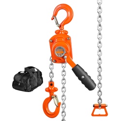 VEVOR Mini Hebelzug 0,5T Tragfähigkeit Kettenzug 260N Zugkraft Flaschenzug 2,80m Hubhöhe Ratschenzug Hebezug aus Stahl G80-Kette Weston Doppelklinkenbremse 360° drehbarer Haken Handkettenzug