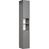 Saphir Hochschrank »Quickset Badschrank 30 cm breit, 2 Türen, 1 Nische, 2 Einlegeböden«, Badezimmer-Hochschrank inkl. Türdämpfer, grifflos grau