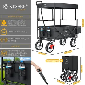 Kesser Bollerwagen mit Dach schwarz