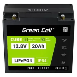 Green Cell CUBE LiFePO4 Spezial-Akku LiFePo-Block Schraubkontakt Li-Ion 12.8V 20Ah 256Wh IP54 Schwarz Grün