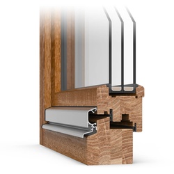 Fenster Eukalyptus hell, Holzfenster Classis 68 mm, 510 x 510 mm, festverglasung, individuell konfigurierbar
