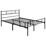 Yaheetech Bettgestell Metallbett mit Kopfteil, Einzelbett/Doppelbett Metallbettrahmen, 90-160 cm (B) schwarz 140 cm x 200 cm