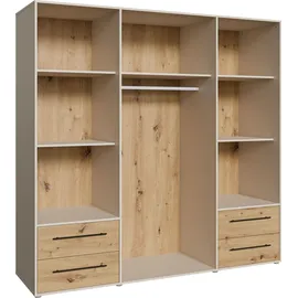 Forte Drehtürenschrank Mokkaris 205,9 x 200,1 x 58,8 cm Beige/Khaki