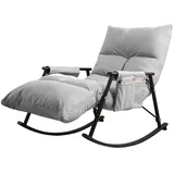 YXCUIDP Schaukelstuhl mit Gleiteffekt Loungesessel Wohnzimmer Mit Aufbewahrungstasche, Schaukelstuhl Fürs Schlafzimmer Mit Weicher Polsterung, Schaukelstuhl Aus Technischem Stoff(Beige+Black)