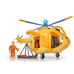 SIMBA Spielzeug-Hubschrauber Wallaby II Feuerwehrmann Sam mit Figur, Licht Sound Helikopter Spielset gelb