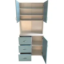 Hti-Living Kinderkleiderschrank Hellblau 6 Regalfächer 3 Schubladen MDF