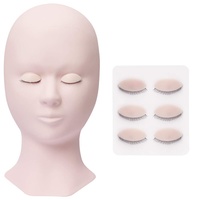 Mannequin Kopf mit 4 Paare Augenlider Puppenkopf Übungskopf Wimpernverlängerung Weichem Silikon Schminkkopf Übungsmodell für Anfänger