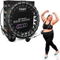 K-MART Smart Hula Ring Hoops, Gewichteter Hula Circle 24 Abnehmbarer Fitnessring mit 360 Grad Auto-Spinning Ball Gymnastik, Massage, Erwachsene Fitness für Gewichtsverlust (Anthrazitschwarz)