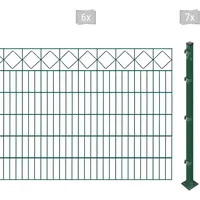 Arvotec Doppelstabmattenzaun ARVOTEC "ESSENTIAL 120 zum Aufschrauben "Karo" mit Zierleiste", grün (dunkelgrün), H:120cm, Stahl, Kunststoff, Zaunelemente, Zaunhöhe 120 cm, Zaunlänge 2 - 60 m