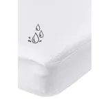 Meyco Baby Molton Spannbettlaken für Kinderbett (Spannbetttuch aus 100% Baumwolle mit PU-Unterschicht, wasserdicht & feuchtigkeitsabsorbierend, atmungsaktiv & bequem, Größe: 60 x 120 cm), White