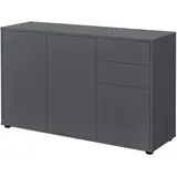 [en.casa] Kommode + Sideboard Paarl 117 x 36 x 74 cm mit 2 Schubladen und 3 Türen Dunkelgrau matt