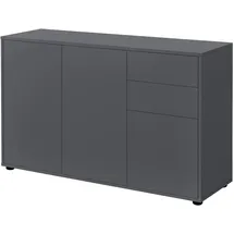 [en.casa] Kommode + Sideboard Paarl 117 x 36 x 74 cm mit 2 Schubladen und 3 Türen Dunkelgrau matt