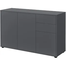 [en.casa] Kommode + Sideboard Paarl 117 x 36 x 74 cm mit 2 Schubladen und 3 Türen Dunkelgrau matt