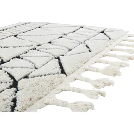 done.® »OCEAN« rechteckig 10 mm Höhe modernes Scandi Design, Hoch-Tief Effekt, mit Fransen done.® offwhite/schwarz B : cm