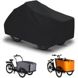 Lastenrad Abdeckung, Fahrradabdeckung wasserdicht aus 420D Oxford-Gewebe verschweißte Innennähte Fahrradgarage für Lastenrad Abdeckplane Dreirad Fahrradschutzhüllee zweispurig