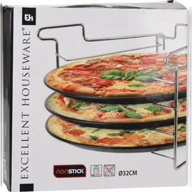 Excellent Houseware Ø Pizza-backblech Pizzablech 3er-set Backset mit Ständer Ø 30 cm