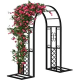 Gartenbogen aus Metall, Rosenbogen 230x140x40 cm, 20 mm Verzinkter Stahlrostfrei, Verstärkte Rankhilfe für Kletterpflanzen, Rosen, Hochzeitsbogen Garten & Outdoor (Schwarz)