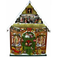 großer Adventskalender amerikanisch mit Spieluhr Weihnachtskalender aus Holz NEU