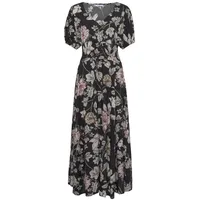 LASCANA Maxikleid Schwarz Blumendruck 42