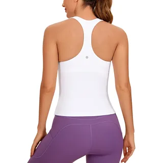 CRZ YOGA Damen Butterluxe Tank Tops Racerback Sport Top Yoga Fitness Oberteil Tanktops mit Integriertem BH Weiss 38 - 38