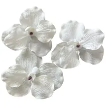 2474U Kunstblüte Orchidee weiß 10 cm 3er-Set, naturgetreue Seidenblüte