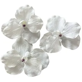 2474U Kunstblüte Orchidee weiß 10 cm 3er-Set, naturgetreue Seidenblüte