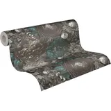 Livingwalls Vliestapete Blumen - hochwertige Tapete Floral 399792 in Schwarz, Grau, Blau - Luxustapete designed by MICHALSKY