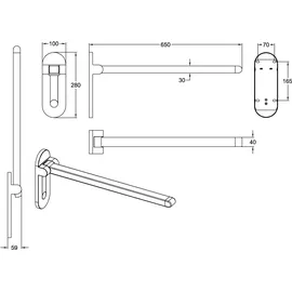 Villeroy & Boch ViCare Design Klappgriff Haltegriff verchromt 650x280mm