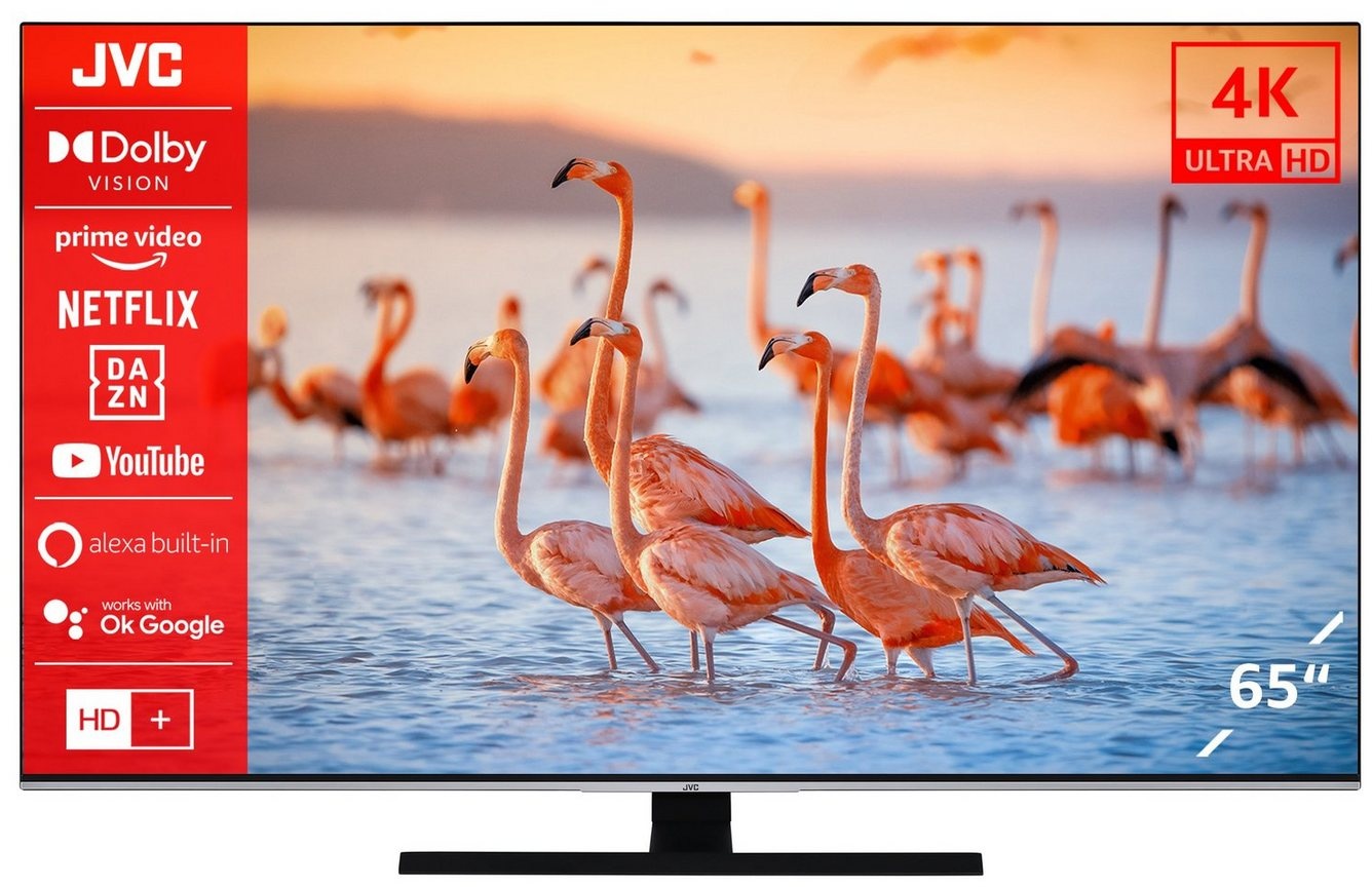 JVC LT-65VU8156 LCD-LED Fernseher (164 cm/65 Zoll, 4K Ultra HD, Smart TV, HDR Dolby Vision, Triple-Tuner, Alexa Built-In, inkl. 6 Monate HD) schwarz