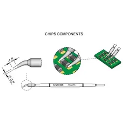 Entlötspitze Serie C120 Chip-Komponenten, C120006/ø0,5mm, gebogen