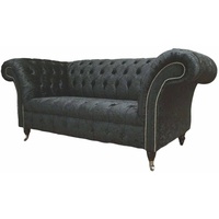 JVmoebel Chesterfield-Sofa, Sofa Chesterfield Wohnzimmer Zweisitzer Klassisch Design Textil Sofas schwarz