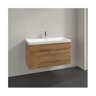 Waschtischunterschrank 2 Auszüge, Breite 980mm, Farbe: Kansas Oak