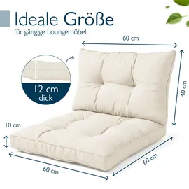 Beautissu Lounge Kissen Set 60 x 60 x 10 cm beige 2-tlg.