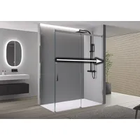 Bernstein Eckdusche mit Schiebetür Soft-Close DX906 FLEX - 8 mm Nano Echtglas - Chrom - Breite wählbar, Breite Schiebetür-Element:110cm, Breite Seitenwand...