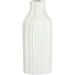 Dekovase I.GE.A. "Blumenvase aus Keramik, geriffelt, bauchig, glänzend, Keramikvase", weiß, B:12cm H:30cm T:7cm, Keramik, Vasen, Deko-Vase für Blumen, Pampasgras, Trocken- oder Kunstblumen u. Zweige