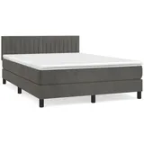 vidaXL Boxspringbett mit Matratze Dunkelgrau 140x200 cm Samt