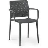 PAPATYA Fame-K Designstuhl mit Einer Belastbarkeit von 200 kg stapelbar, Terassenstuhl aus Kunststoff UV beständig, Leichter Stuhl mit Rückenlehne für Balkonstuhl aus Polypropylen (1, Anthrazitgrau)