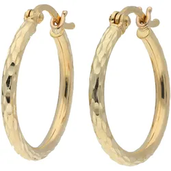 Paar Creolen VIVANCE "diamantiert", gelb (gelbgold 375), Ohrringe, Damen, Gelbgold 375