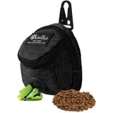 FuninCrea Leckerli Tasche Hunde, Futterbeutel Hundetraining mit Integriertem Kotbeutel-Spender Leckerli Tasche Hunde zum Umhängen für Reisen Outdoor-Training (Schwarz)