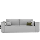 GREKPOL Schlafsofa mit Bettkasten 240x105 - Cord Hellgrau Sofa mit schlaffunktion - Couch mit Schlaffunktion - Sofa 3 Sitzer - Wohnzimmer Couch - Schlafcouch