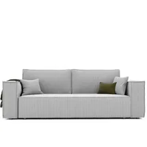 GREKPOL Schlafsofa mit Bettkasten 240x105 - Cord Hellgrau Sofa mit schlaffunktion - Couch mit Schlaffunktion - Sofa 3 Sitzer - Wohnzimmer Couch - Schlafcouch
