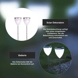 Star Trading Solarleuchte Glas 46 x 10 cm 2er Set silber