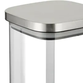 Relaxdays Vorratsgläser mit Deckel, 600 ml, eckige Vorratsdosen, luftdichte Glasbehälter, transparent/Silber