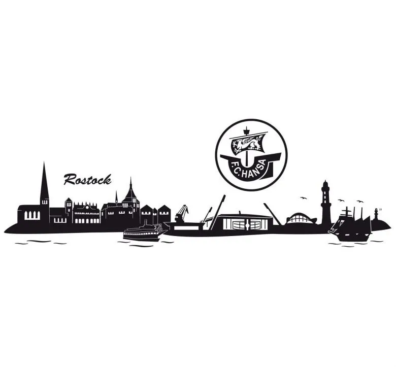 Wall-Art Wandtattoo »Hansa Rostock Skyline + Logo«, (Set, 1 St.), selbstklebend, entfernbar Wall-Art Schwarz