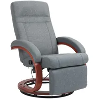 Homcom Relaxsessel Fernsehsessel mit Liegefunktion, Armlehne aus Holz, Drehbarer